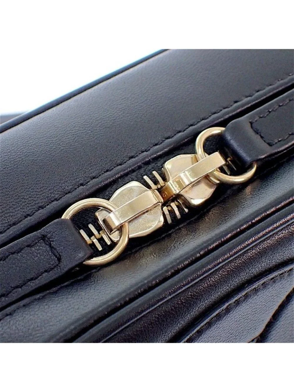 Chanel CC Logo Chain Shoulder Camera Bag Lambskin Black Gold